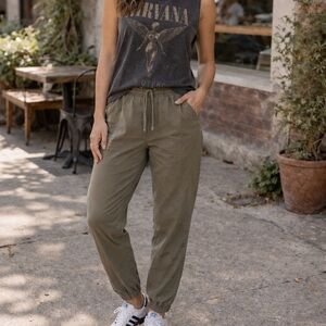 Hollister Olive Adjustable-Rise Parachute Baggy Drawstring Joggers